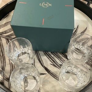 Vintage Lenox Bar Crystal Firelight Double On-The-Rocks Glasses Set of 4 New
